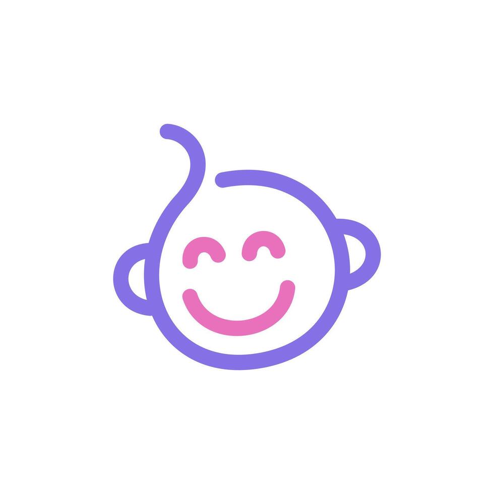 Baby logo design. symbol with line and colorful concept. fun illustration Happy Baby Face vector