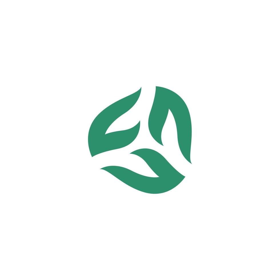 Abstract three leaf logo. leaf icon dynamic green color minimalist vector