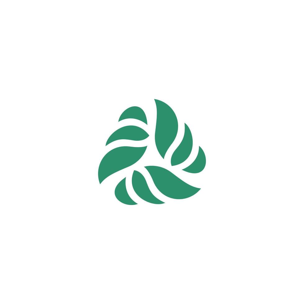 Abstract three leaf logo. leaf icon dynamic green color organic vector