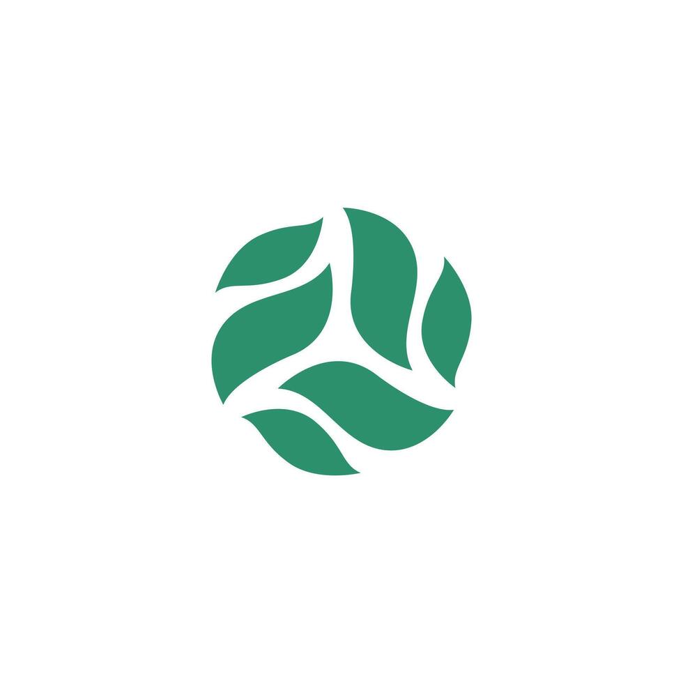 Abstract three leaf logo. leaf icon dynamic green color floral vector