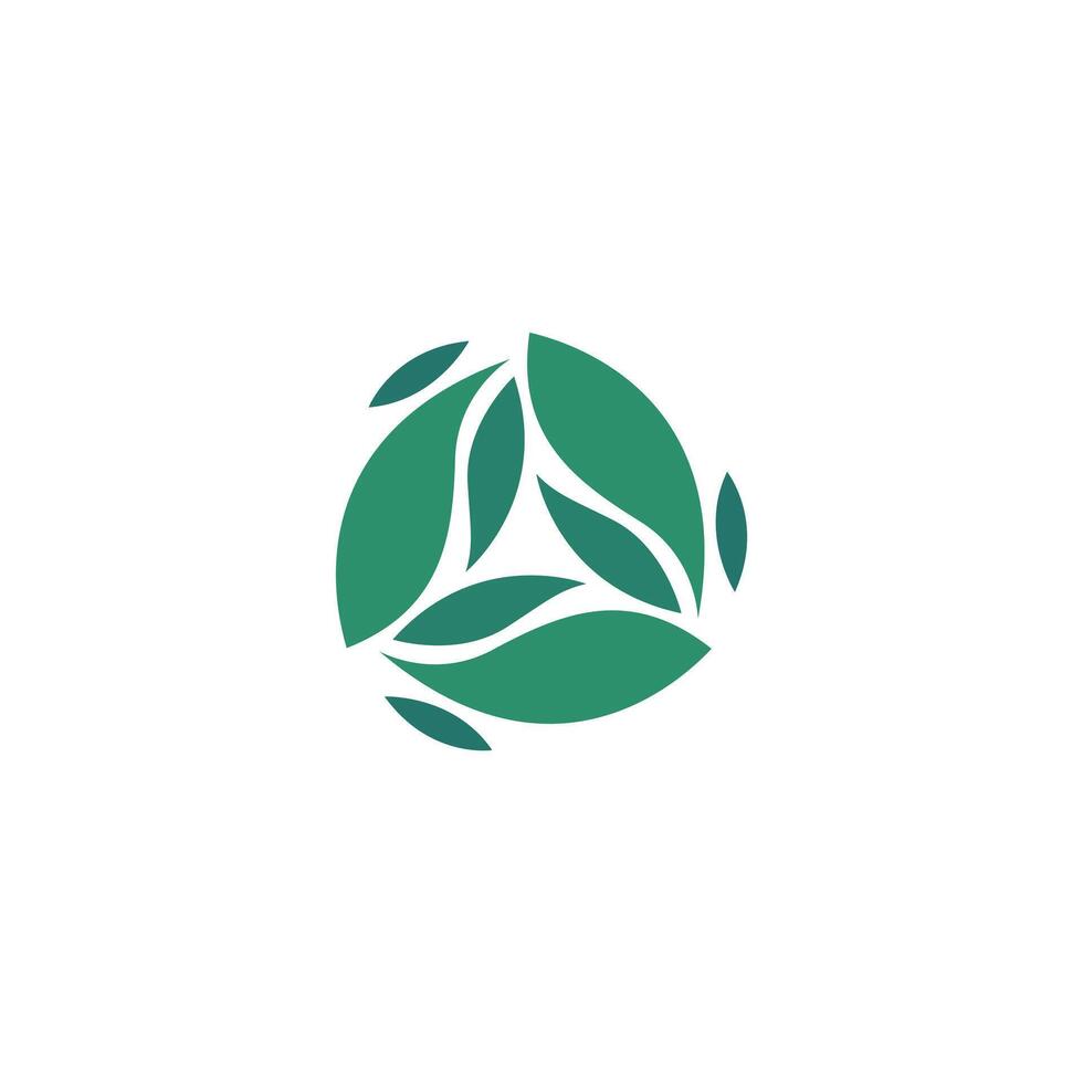 Abstract three leaf logo. leaf icon dynamic green color purity vector