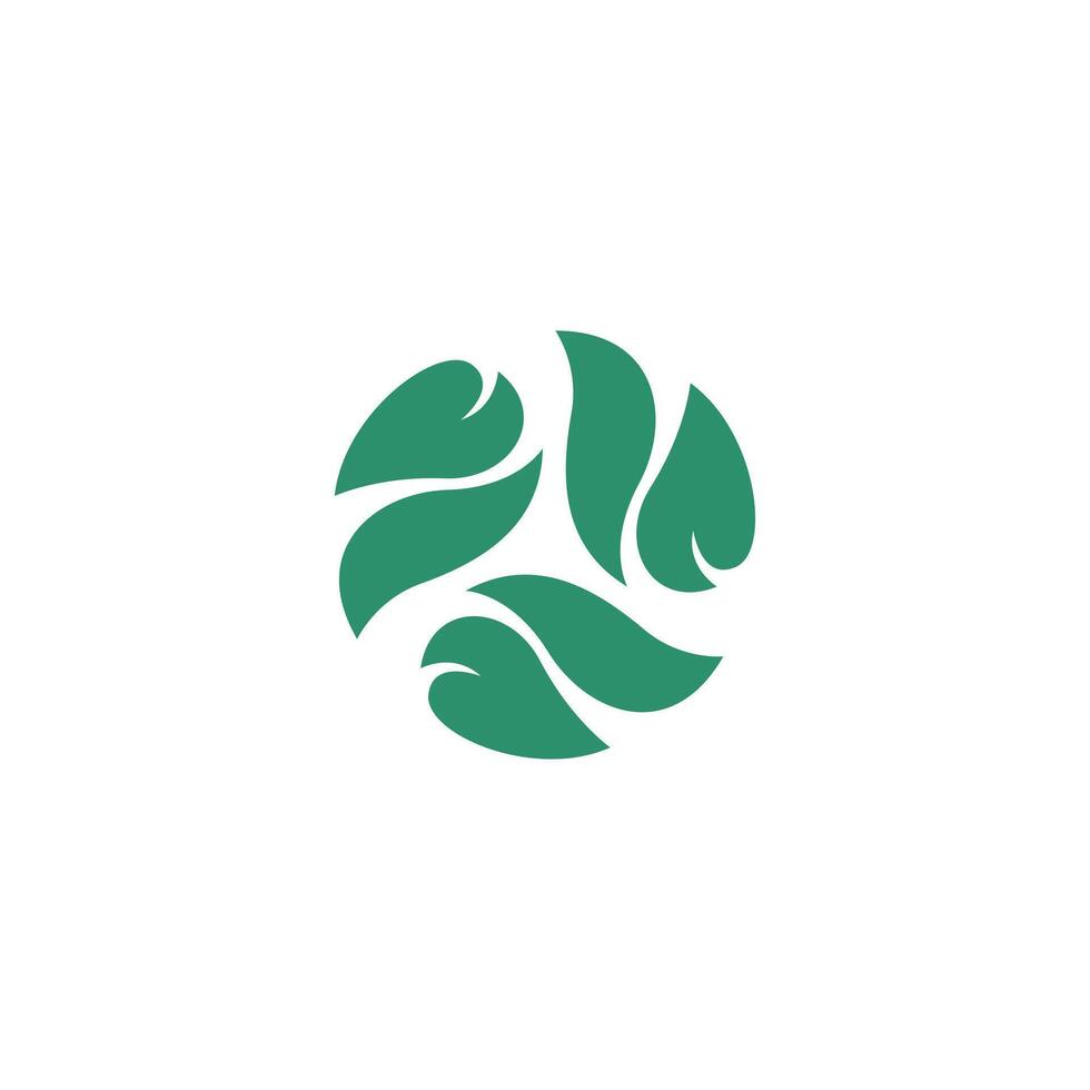 Abstract three leaf logo. leaf icon dynamic green color environmental vector