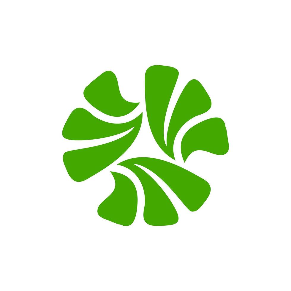 Abstract three leaf logo. leaf icon dynamic green color symbol nature vector
