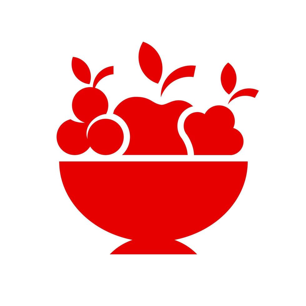 Plate fruit icon. Simple style. Vegetable bowl sign, healthy foods diet concept. illustration design isolated vector