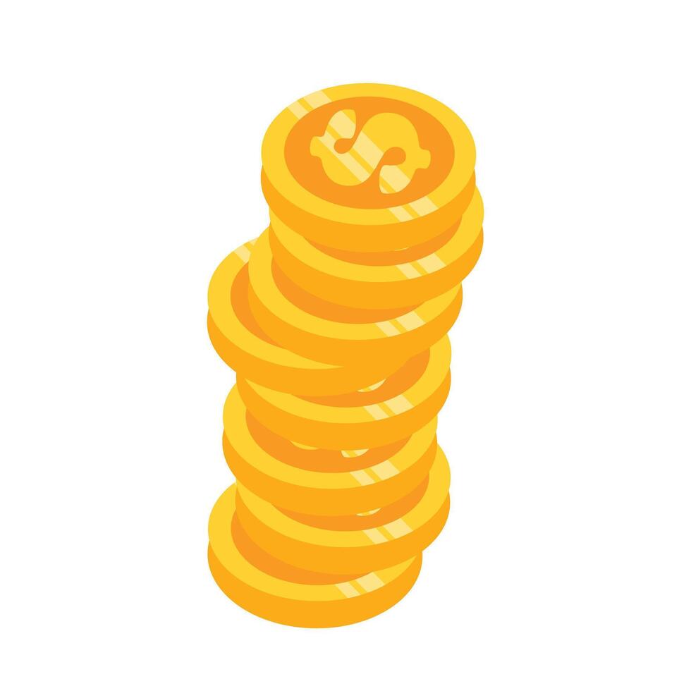 gold coins falling on top of each other. pile of gold coins vector