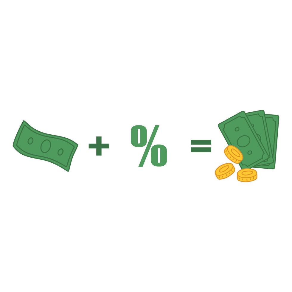 investment concept animation. golden coins, percentage and dollar bills. Investing strategy, fundamental analysis. invest and increase your savings. Compound interest, reinvesting, earn money vector