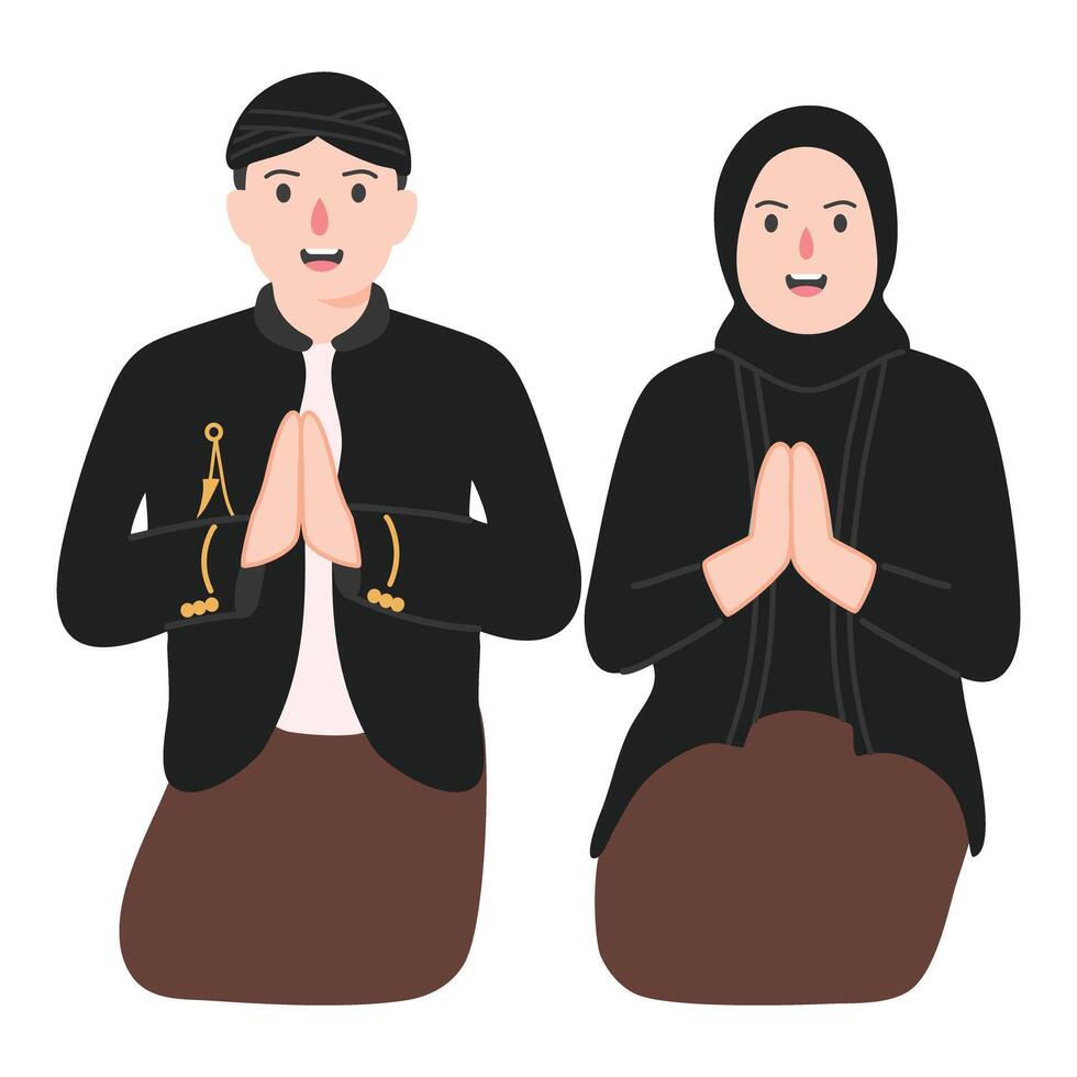 couple Central Java Traditional Cloth vector