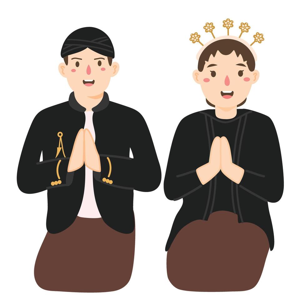 couple with java traditional clothes vector