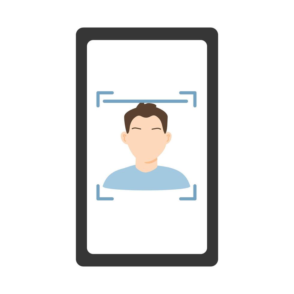 Cyber security concept, face ID scan, facial recognition to unlock digital device, identity detection with security app vector