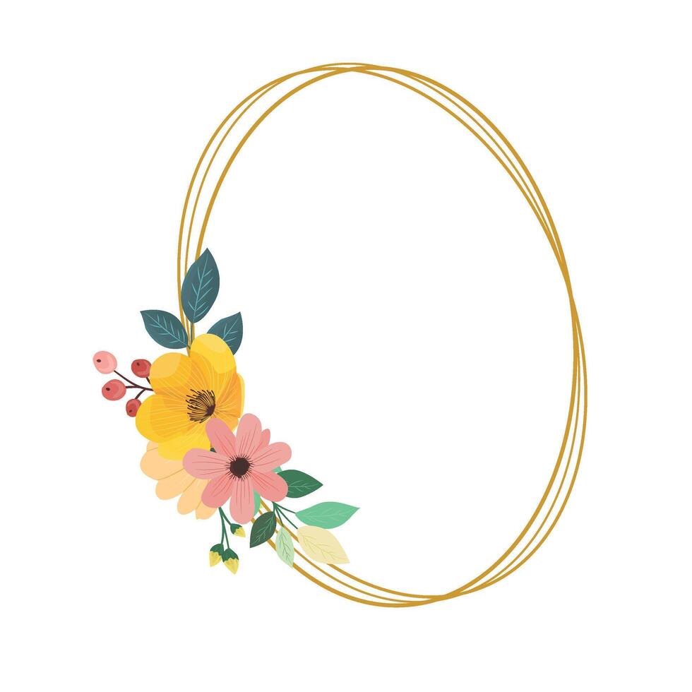 Delicate Hand-Drawn Colorful Flowers Frame Decoration vector