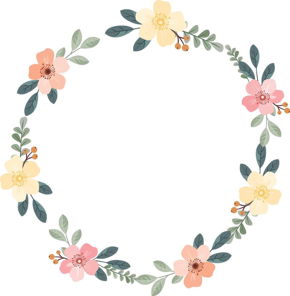 Floral circle wreath design vector