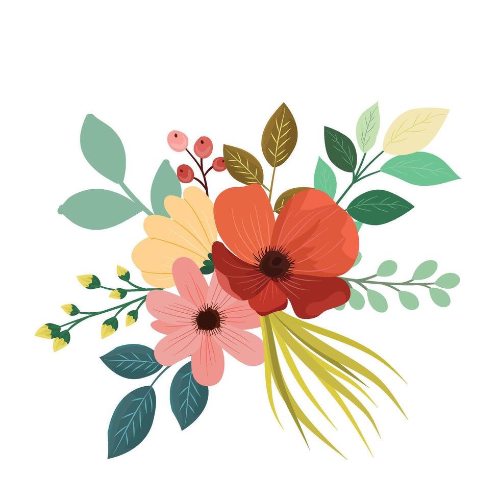 Colorful flower arrangement illustration vector