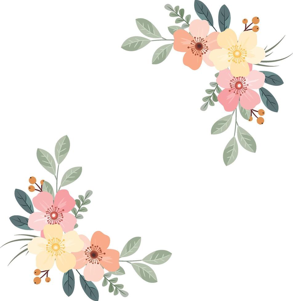 Romantic Bridal Bouquet with Wild Flowers and Greenery vector