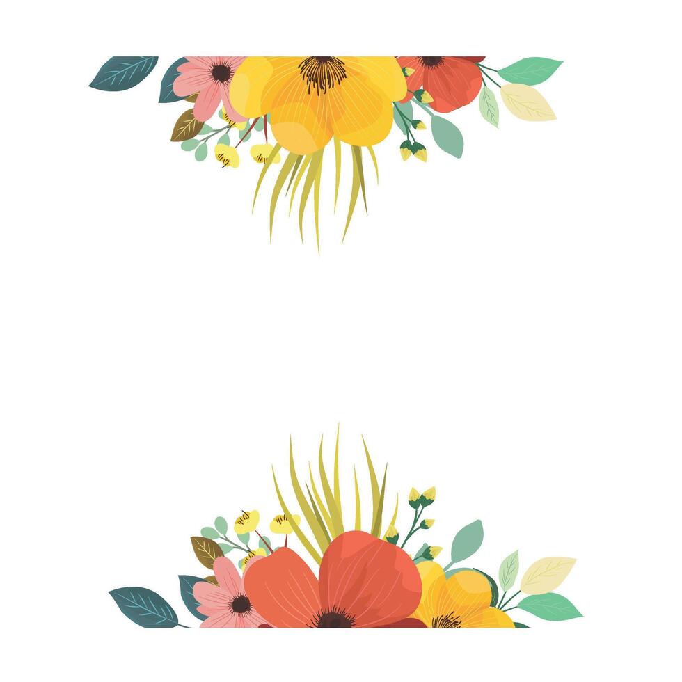 Elegant Flower Border Decoration in Pastel and Bright Colors vector