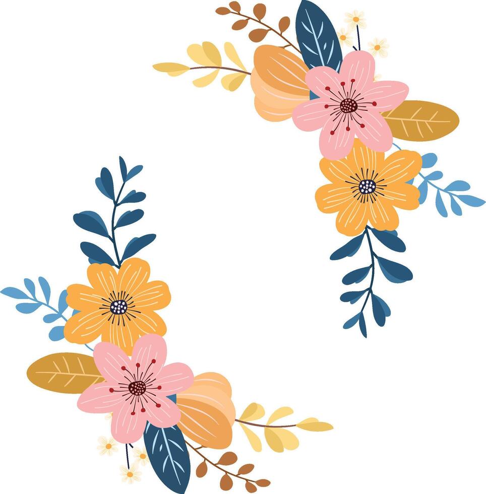 colorful floral frame design vector