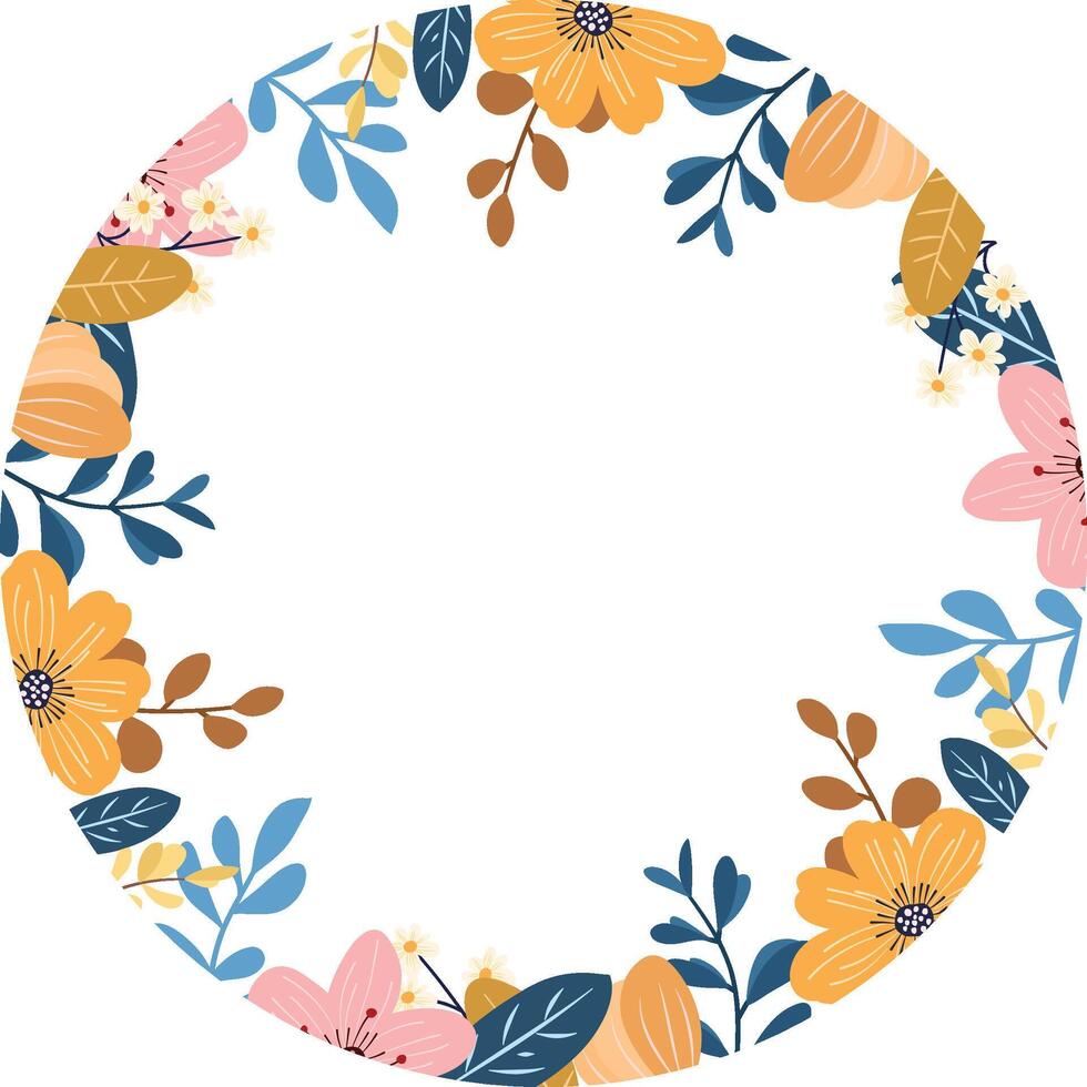 Floral wreath illustration with colorful flowers vector