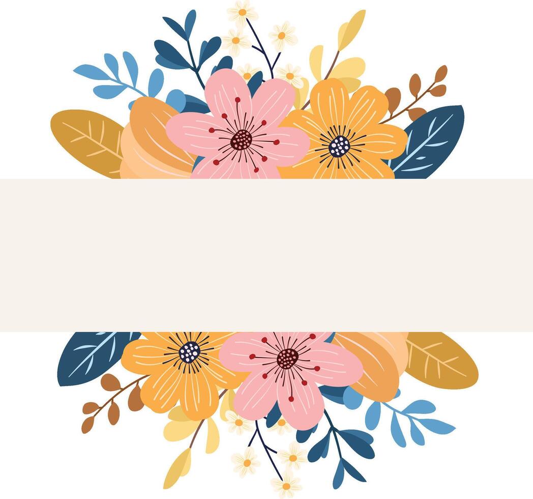 Whimsical Pastel Wildflower Frame for Invitations and Greeting Cards Decoration vector