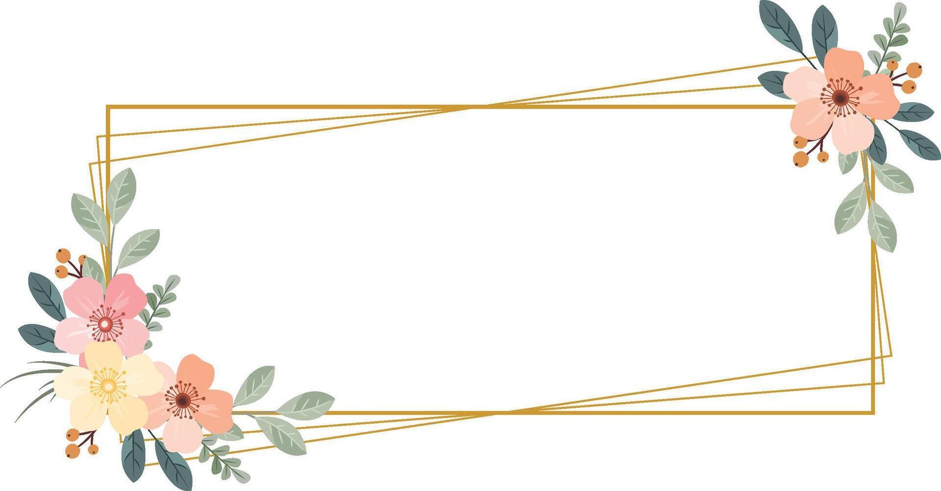 Elegant Wildflower Border for Greeting Cards vector