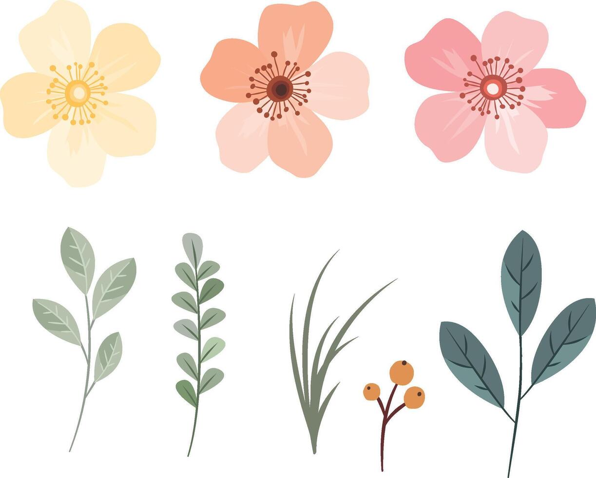 Charming Wildflower Elements for Decorative Use vector