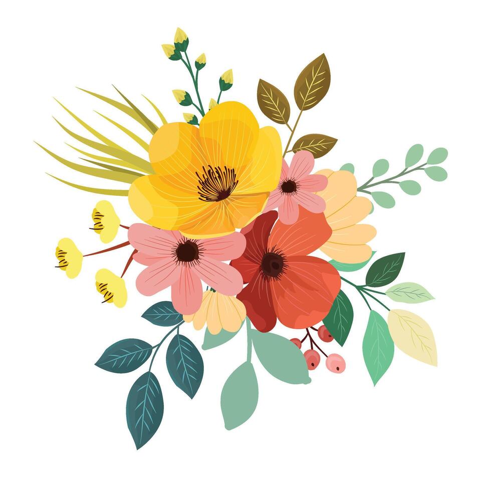 Romantic Hand-Tied Floral Bouquet in Pastel Colors vector