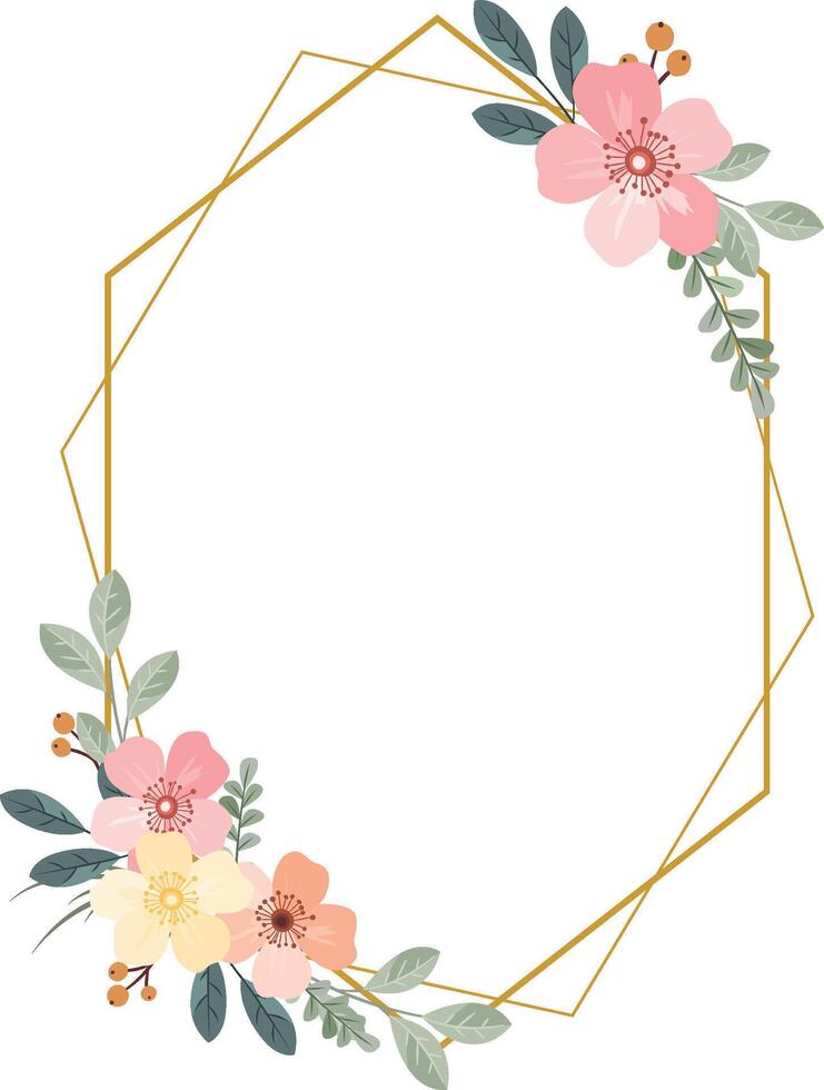 Rustic Wildflower Frame with Botanical Elements vector