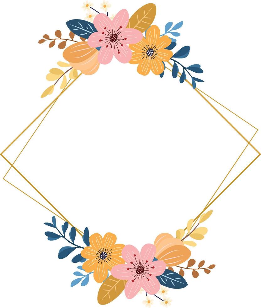 Elegant Pastel Wildflower Frame for Invitations and Greeting Card Decorations vector