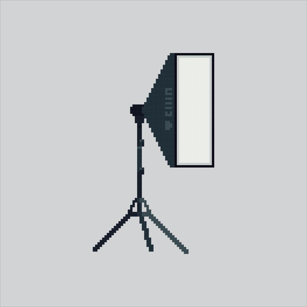 Pixel art studio light and tripod vector