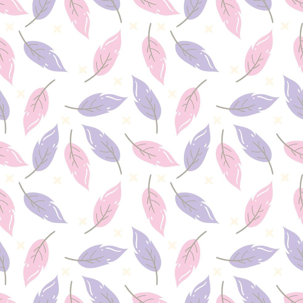 Pastel colored leaves pattern design vector