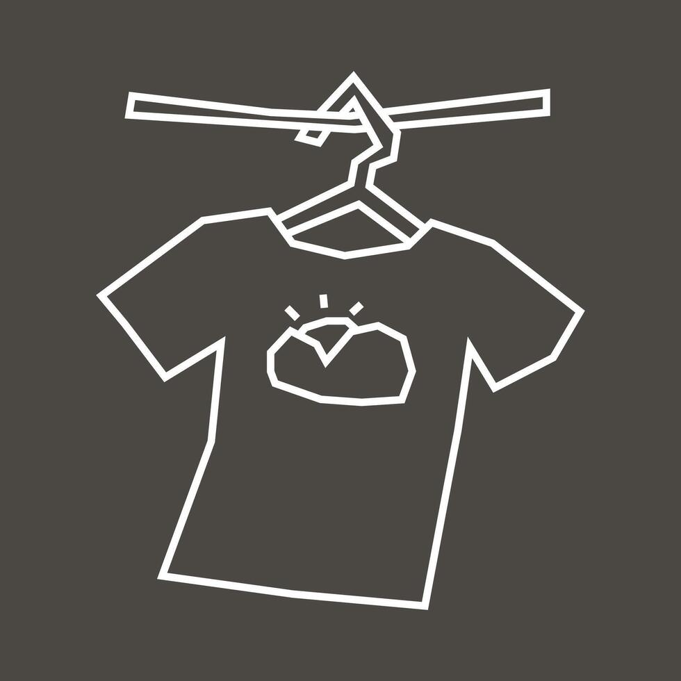White Line Art Icon in Cutout Style of T Shirt Hanging on Hange vector
