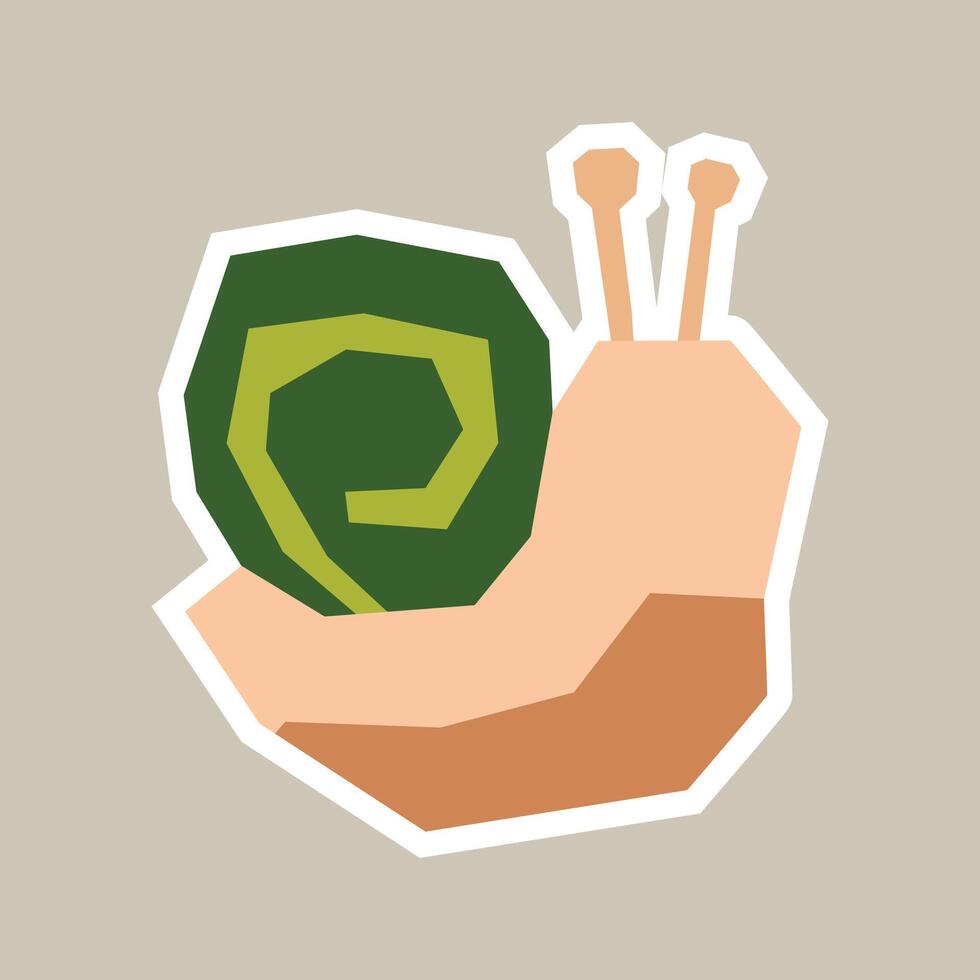 Snail Sticker with a Warm Earthy Flat Color Palette in Cutout Style vector