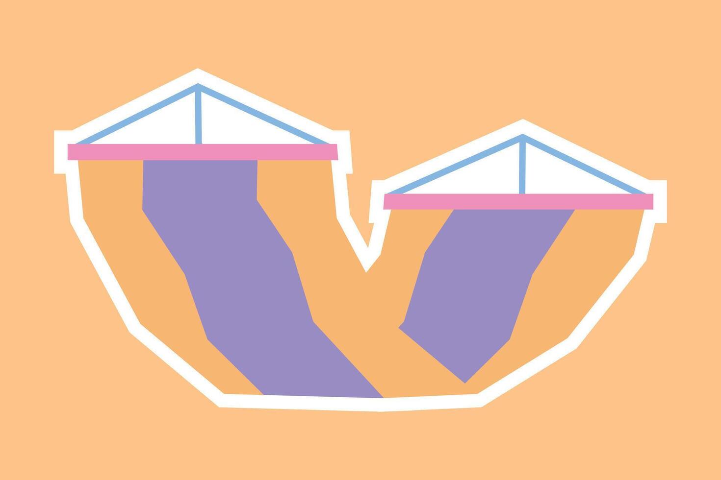 Outdoor hammock sticker in cutout style and flat pastel tone color vector