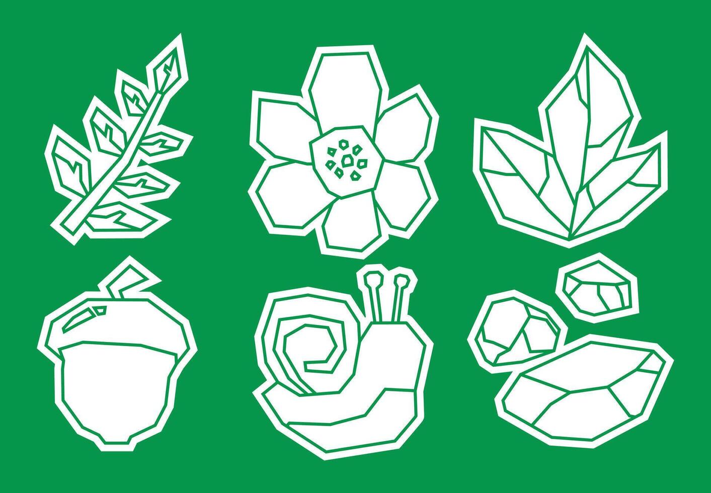 White Filled Forest Elements Icon in Cutout Style vector
