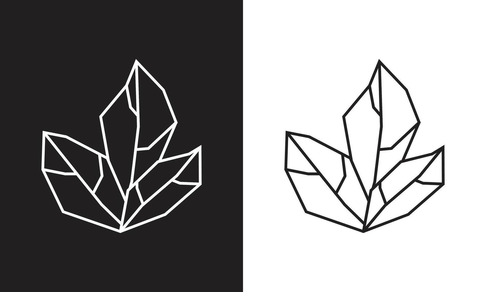 Foliage Icon in Black Line Art and White Line Art Cutout Style vector