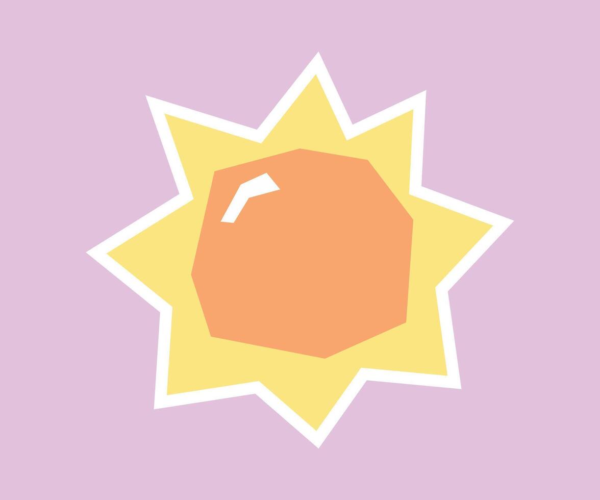 Bright Sun Sticker with Flat Soft Color Palette in Cutout Style vector