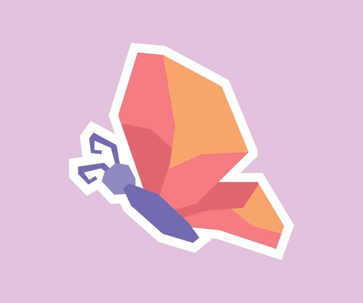 Flying Butterfly Sticker with Flat Soft Color Palette in Cutout Style vector
