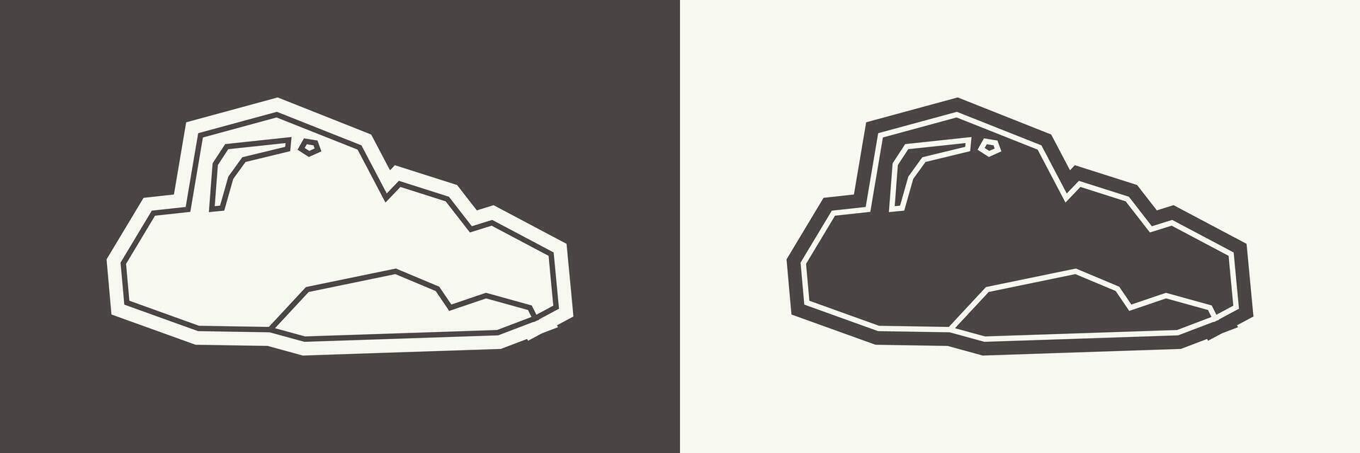 Cloud Icon in Black Filled and White Filled Cutout Style vector