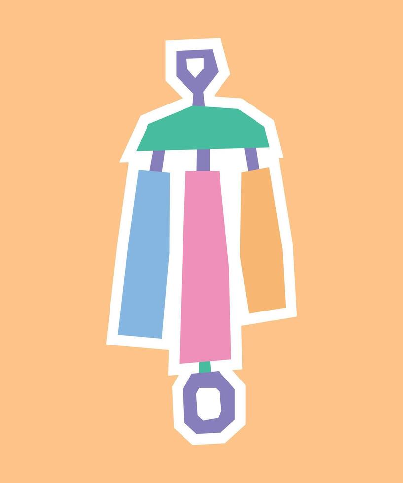 Windchime sticker in cutout style and flat pastel tone color vector