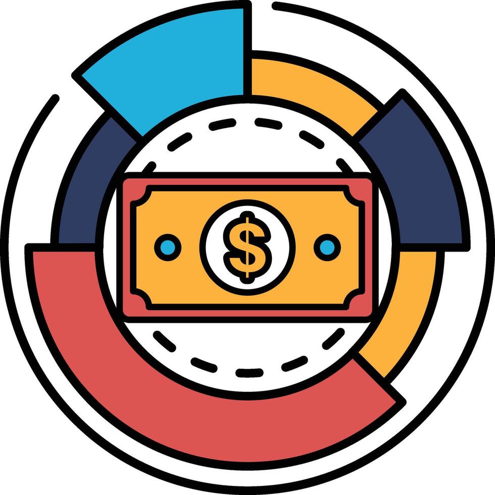 A graphic of a dollar bill with a red, yellow, and blue border vector