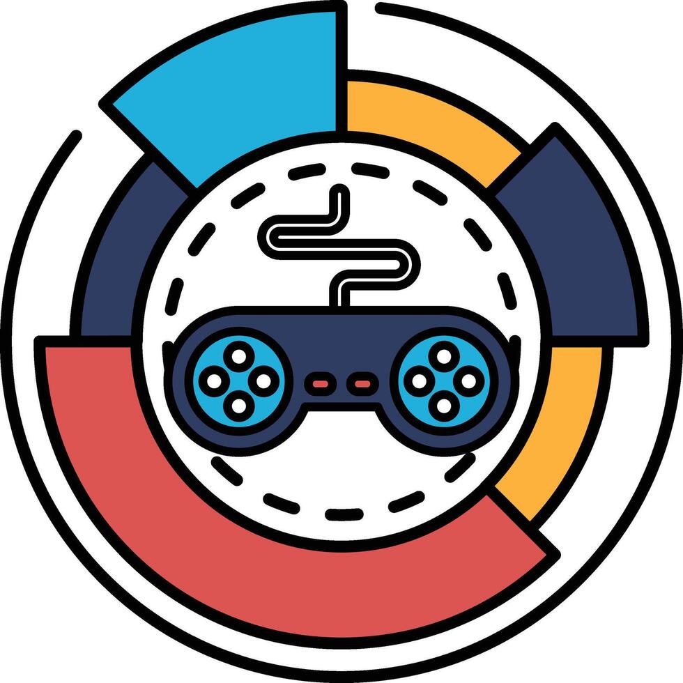 A colorful graphic of a game controller with a white background vector