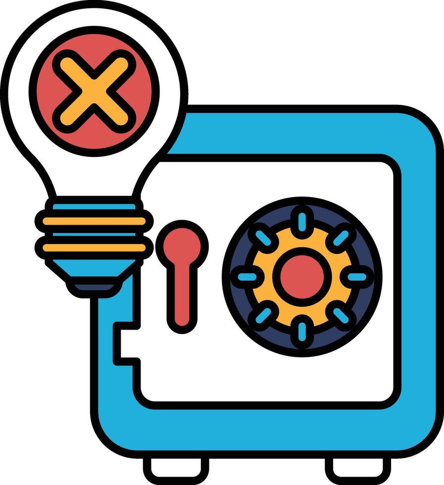 A blue box with a red X on it vector