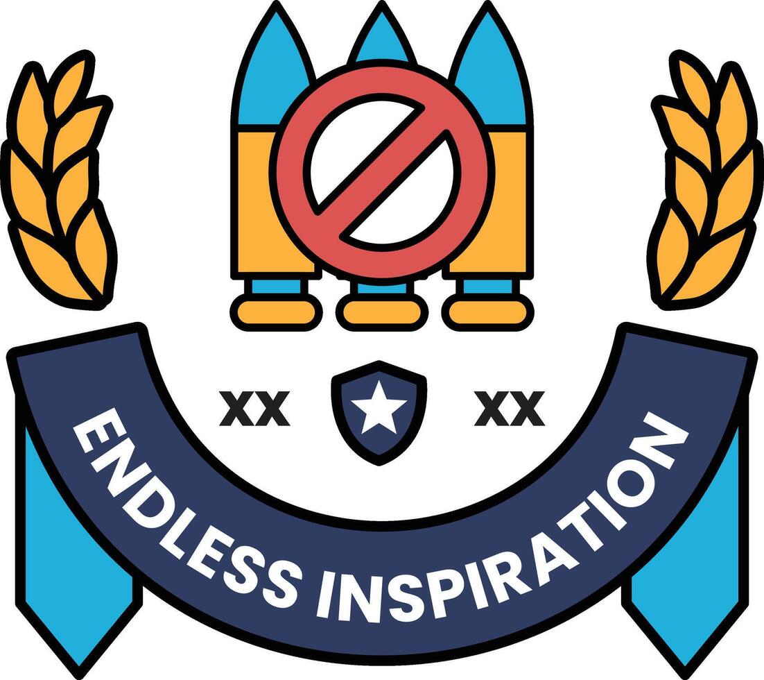 A logo for Endless Inspiration features a banner with a star and three missiles vector