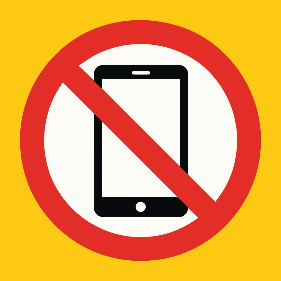 No Cell Phone Use Sign, Red Circle Slash Over Smartphone Symbol, Illustration for Classroom, Hospital, or Meeting Room Silence Policy Awareness vector