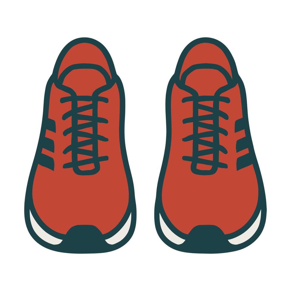 Illustration of Red Sport Shoes, Flat Illustration Sneakers for Training, Health, and Fitness Themed Designs vector