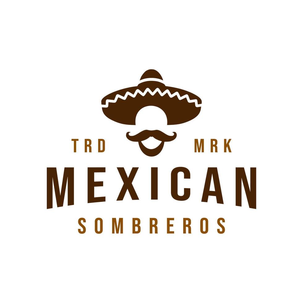 mexican sombrero man simple logo design stock template illustration vector