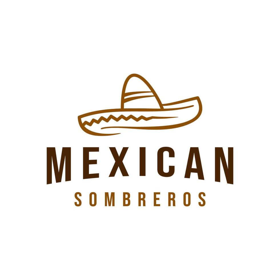 sombrero hat simple logo line art design template illustration vector