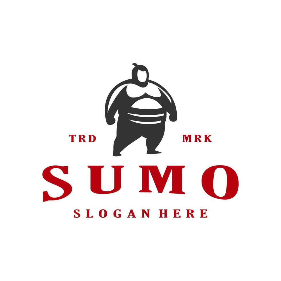 athlete sumo sport vintage logo design stock template illustration vector
