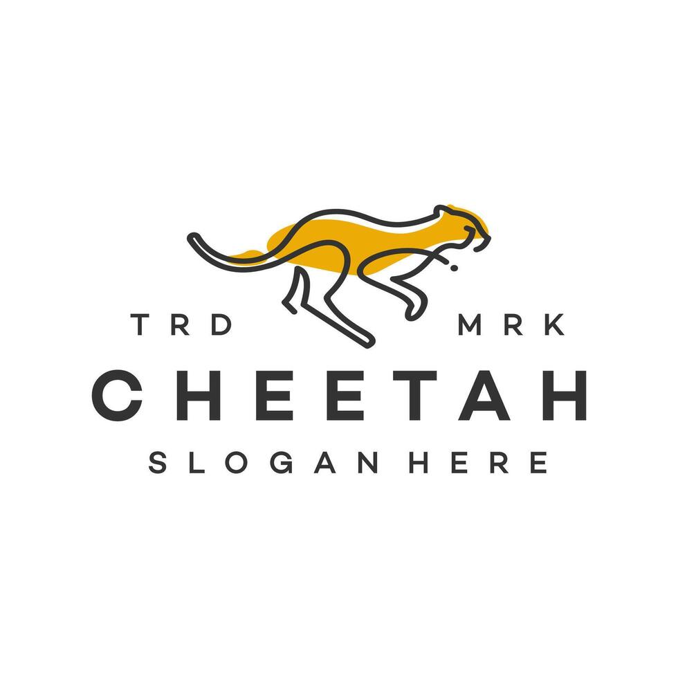 cheetah running simple line art vintage logo design template illustration vector