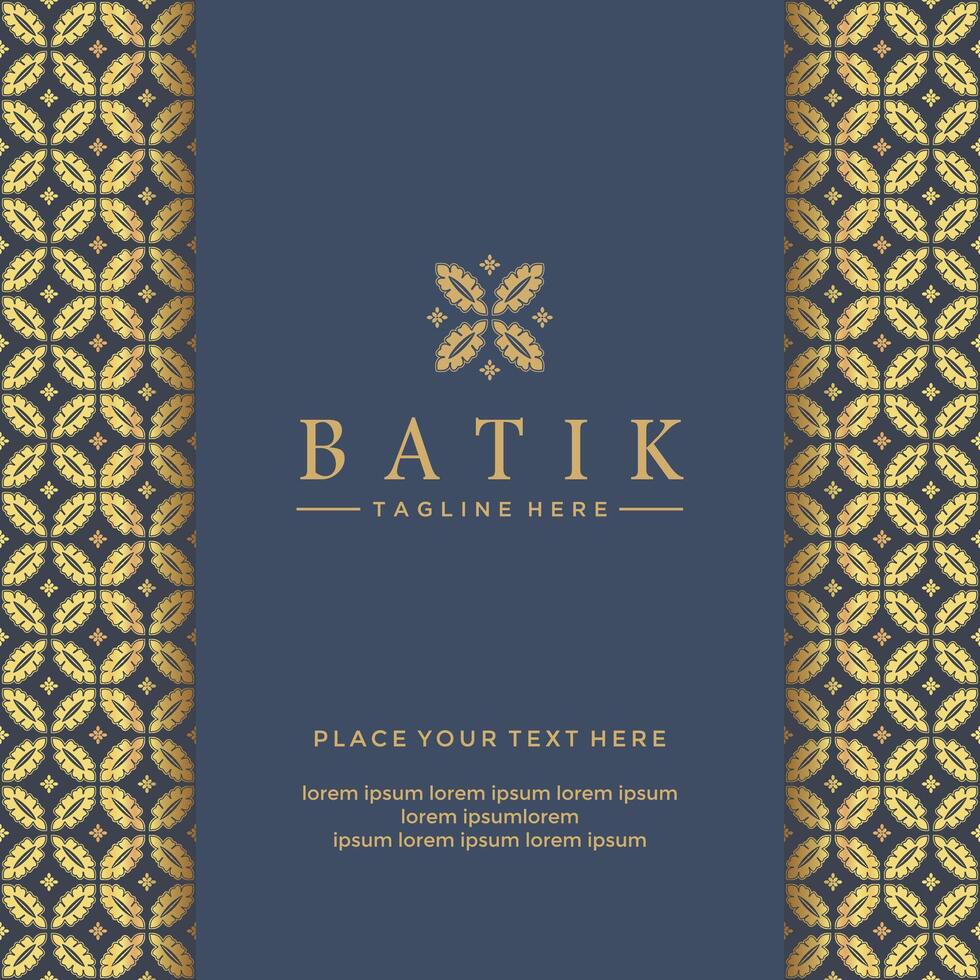Batik design template with floral pattern vector