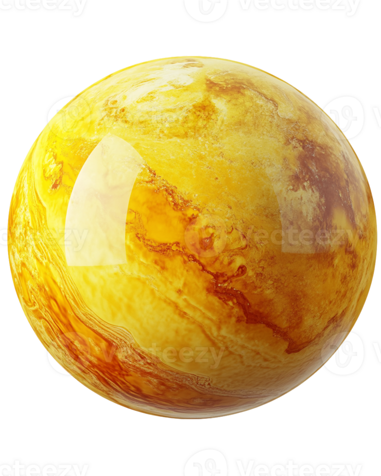 Glossy Yellow And Amber Marble Sphere On Transparent Background png