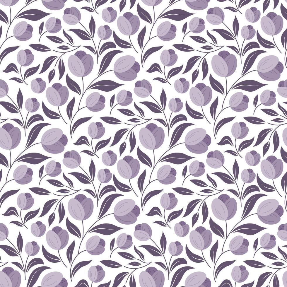 Purple floral pattern with tulips vector